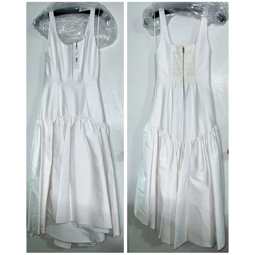 Alice + Olivia Diana Off White Sleeveless Structured Midi Dress